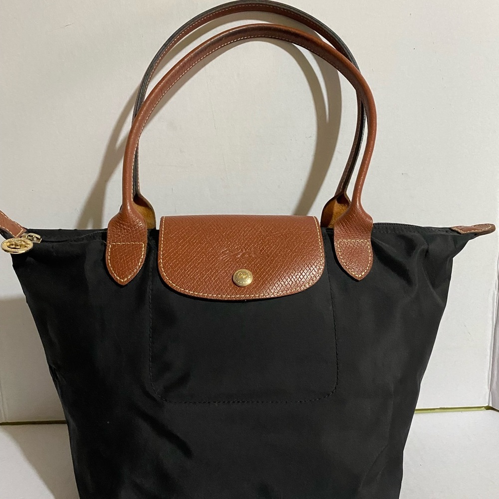Longchamp le pliage black nylon tote handbag